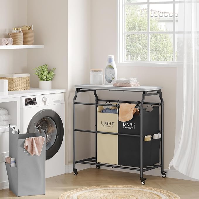 Hoctieon 3 Section Laundry Sorter Cart - Image 2