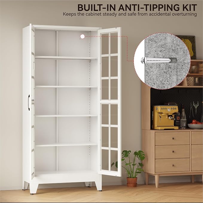 COFaR 71" White Glass Door Display Cabinet - Image 7