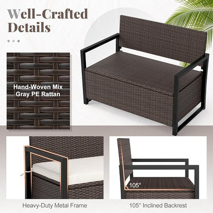RELAX4LIFE Wicker Outdoor Bench - Image 7