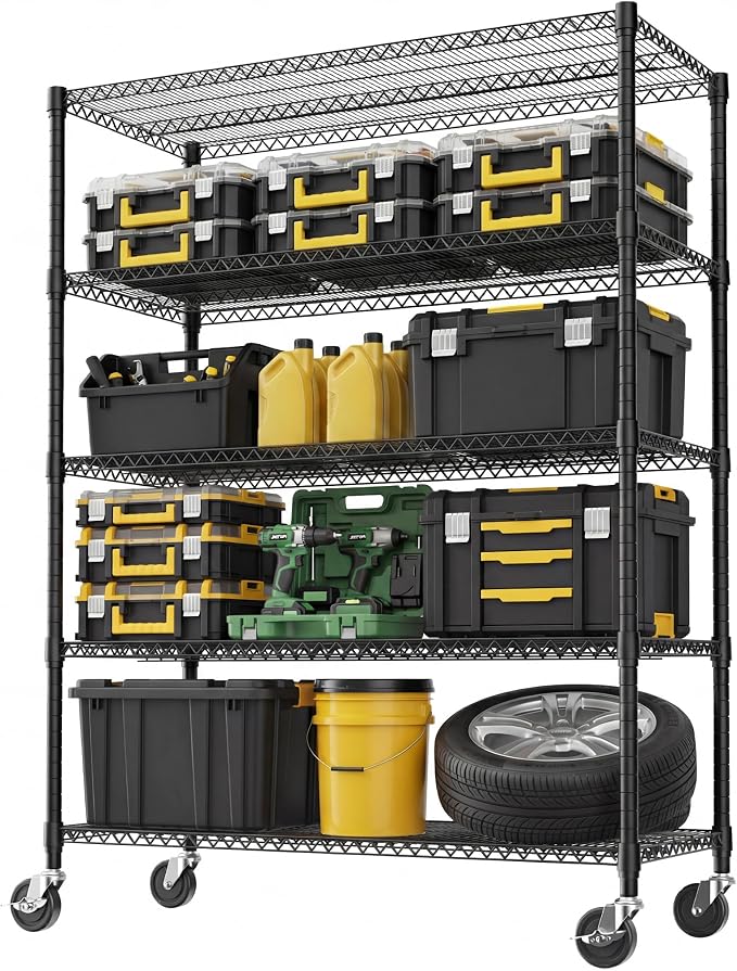 M MZG 5 Tiers Storage Shelves Load 3300 LBS, Metal Shelving Wire Metal Shelving by MEIGAOPLASTICANDMETALHKCOLIMITED