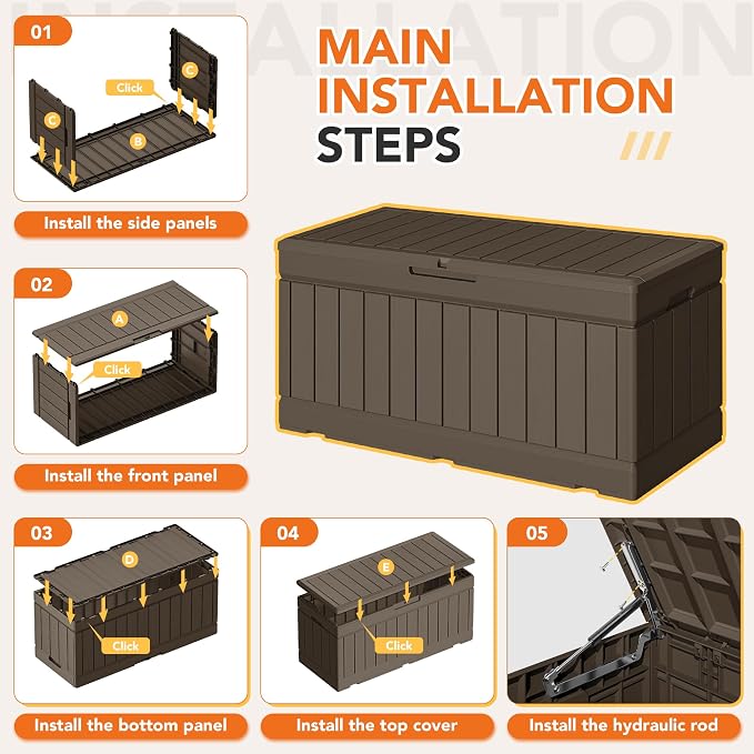 78 Gallon Deck Box Outdoor Indoor Waterproof Storage Box - Image 7