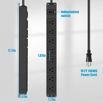 HHSOET Magnetic Mount Power Strip, 8 Outlet Mountable Socket, Metal Heavy Duty - Image 4