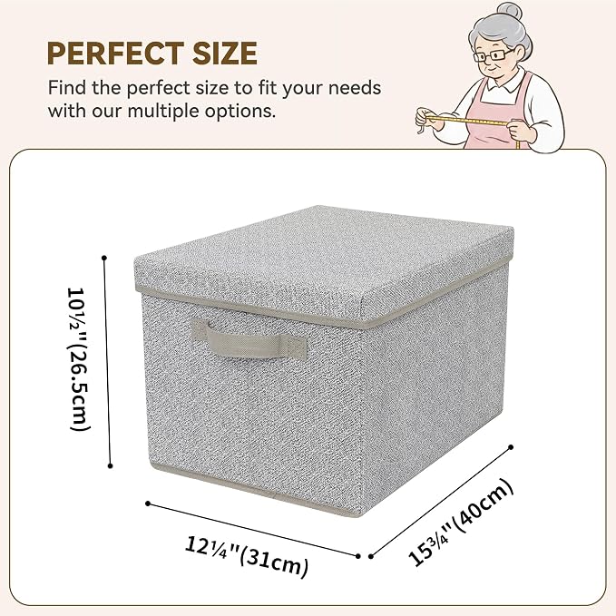 GRANNY SAYS Fabric Boxes with Lids, Storage Bins with Handles, Shelf Bins - Image 5