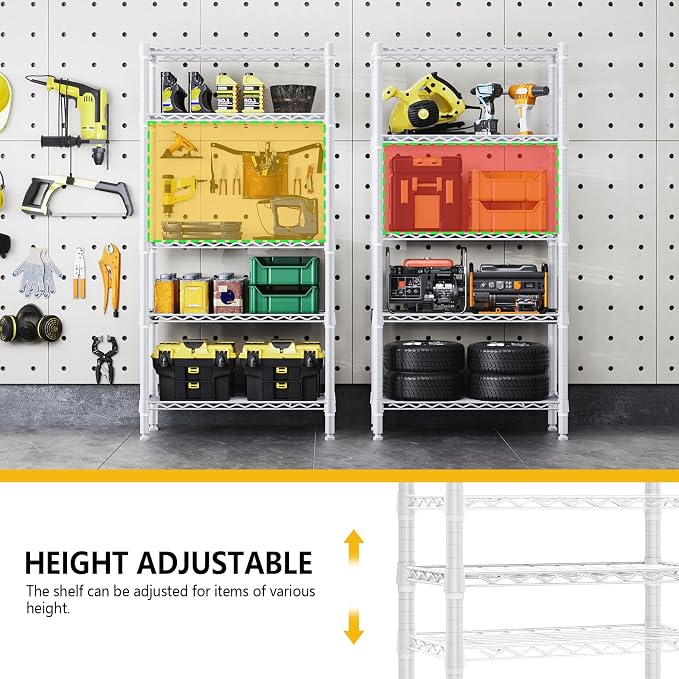 1250 lbs 5 Tier Shelf Metal Storage Shelves Wire Rack Closet Organizers - Image 7