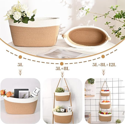 Hanging Basket, 3-Tier Woven Wall Basket - Image 2