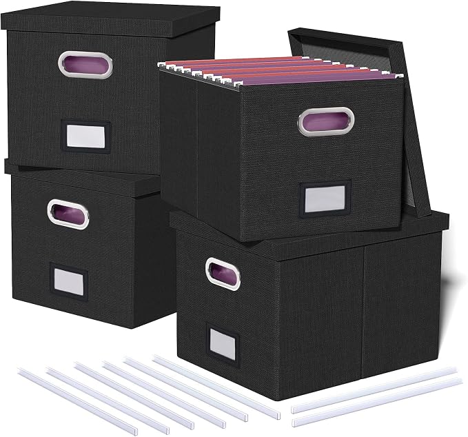 4 Pack File Storage Organizer, Document Organizer, Portable File Box by Oterri