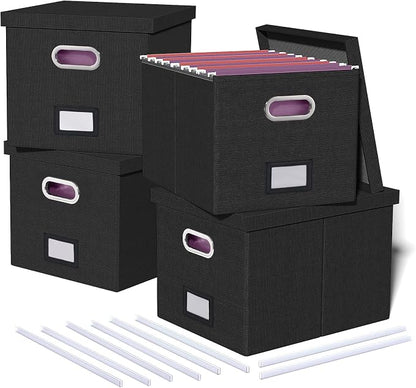 4 Pack File Storage Organizer, Document Organizer, Portable File Box by Oterri