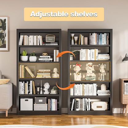 5 Tier Metal Bookshelf, Industrial Open Bookcases - Image 3