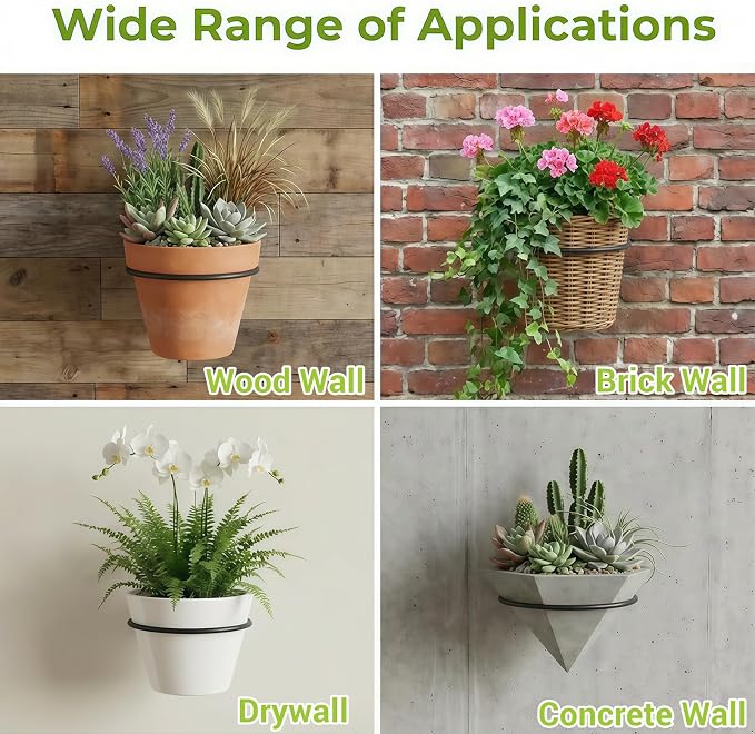 8 Inch Wall Plant Holder Set of 8, Metal Flower Pot Hangers, Wall Mounted - Image 5