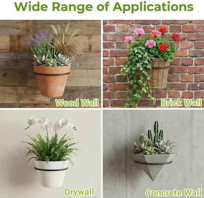 6 Inch Wall Plant Holder Set of 8, Metal Flower Pot Hangers, Wall Mounted - Image 5