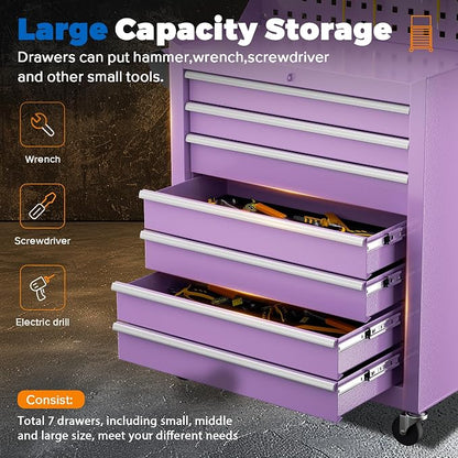 INTERGREAT 7 Drawers Rolling Tool Box - Image 5