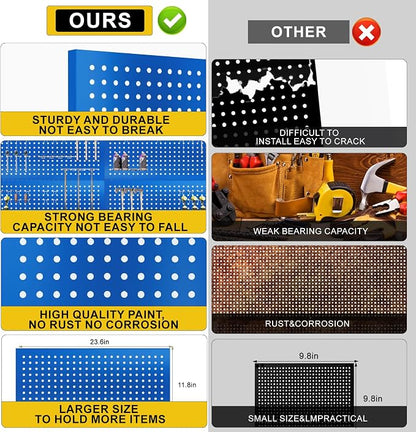 Metal Pegboard Panels 24" x 12" 4 Pack Heavy Duty Steel Pegboard Wall Organizer - Image 5