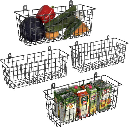 MaraFansie Extra Large Hanging Wall Basket 4-Pack Wall Mounted Wire Basket by MakeStorageMoreFun