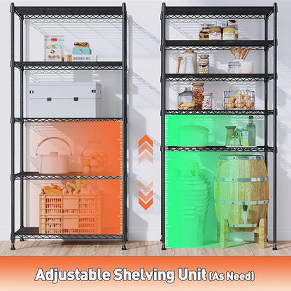 Romorgniz 5-Tier Adjustable Wire Shelving, Kitchen Pantry, Rust-resistant - Image 4