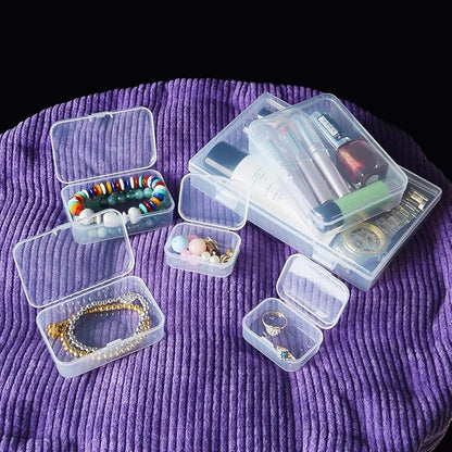 24 Pieces Mixed Sizes Rectangular Empty Mini Clear Plastic Organizer Box | - Image 4
