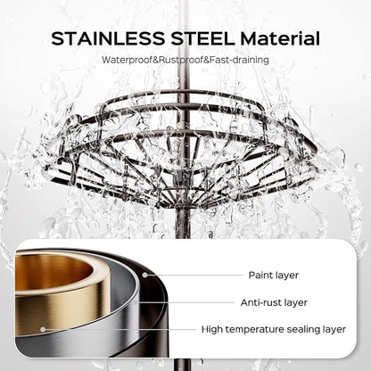 HAMITOR Shower Caddy Tension Pole: 4-Tier Rustproof Bathroom Corner Shelf - Image 3