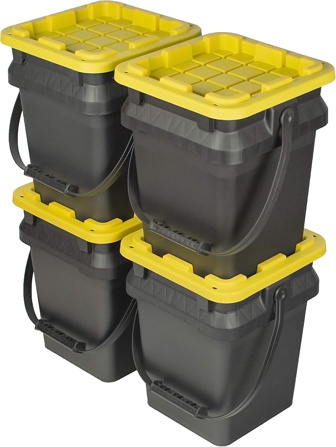 CX BLACK & YELLOW, 5-Gallon Heavy Duty Bucket Tough Storage Container & - Image 4