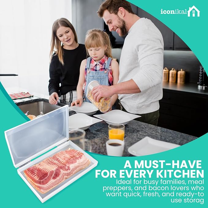Iconikal Bacon Saver Deli Meat Storage Container 1-lb Capacity 11x6.5-Inch - Image 7