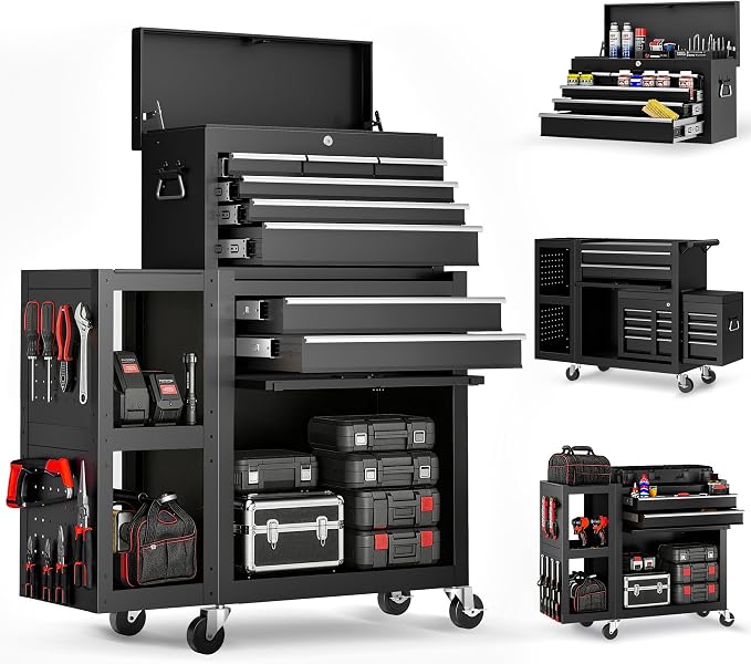 8-Drawer Rolling Tool Chest, 3-in-1 Tool Box on Wheels by Dkenicor