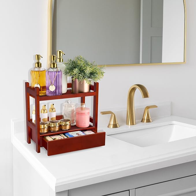 Sorbus Bamboo Bathroom Counter Organizer – 2-Tier Shelf - Image 5