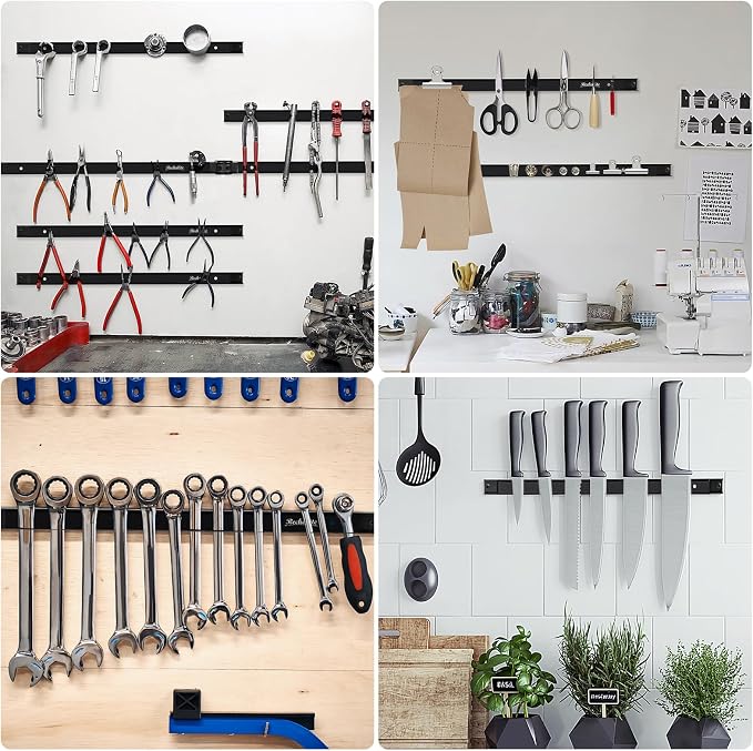 6 Pieces 18" Magnetic Tool Holder Strip, Metal Tool Organizer Rack - Image 6
