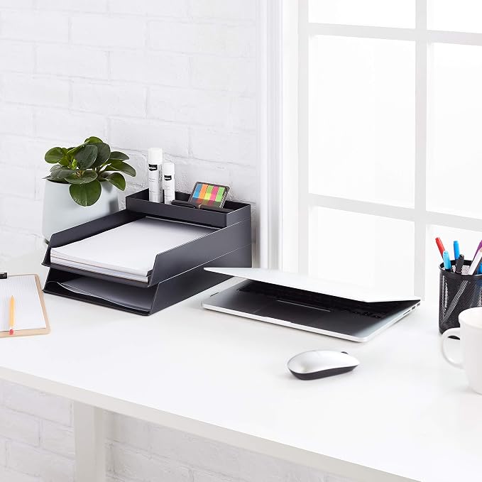 Amazon Basics Rectangular Plastic Desk Organizer, Half Accessory Tray - Image 9