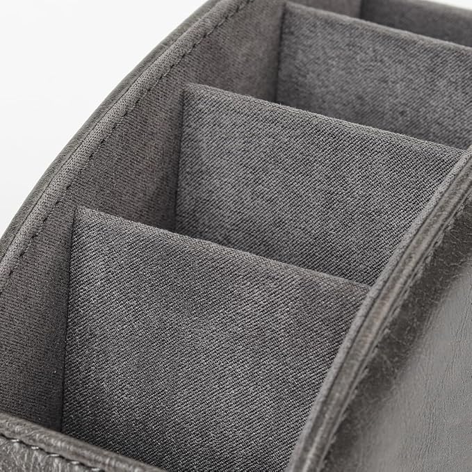TV Remote Control Holder with 5 Compartments, Pu Leather Remote Caddy/Tray - Image 6