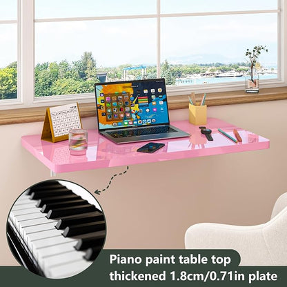 Clikuutory Wall Mounted High Gloss Folding Table, Wall Desk Fold Down - Image 3