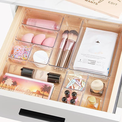 Vtopmart 15 PCS Clear Plastic Drawer Organizers Set, 4-Size Versatile Bathroom - Image 4