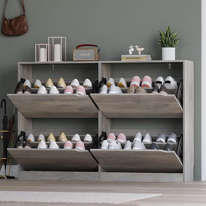 BORNOON Shoe Cabinet with 4 Flip Drawers, Narrow Hidden Shoe Storage Cabinet - Image 7