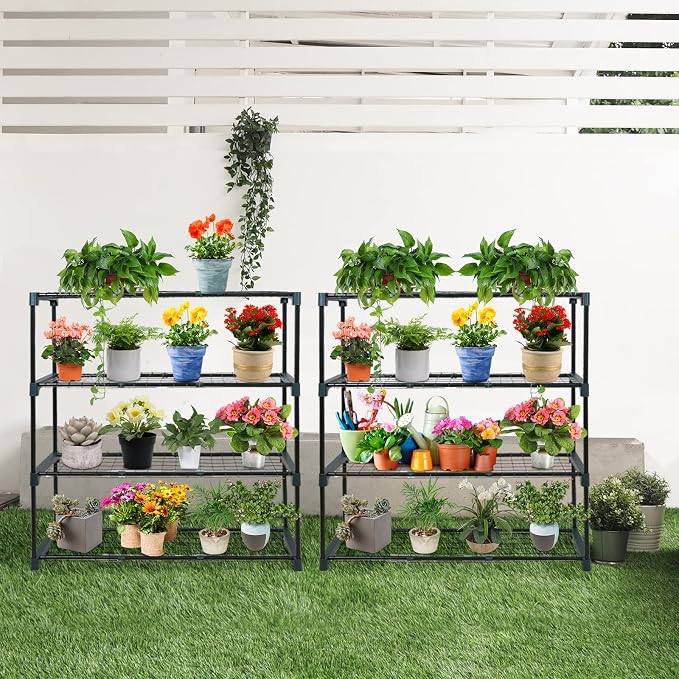 EAGLE PEAK Greenhouse Shelving Staging Double 4 Tier, Outdoor/Indoor Plant - Image 8