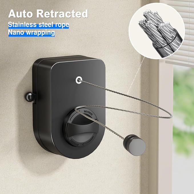 Mustorn Retractable Clothesline Indoor, Non-Sagging Outdoor Clothes Line - Image 4