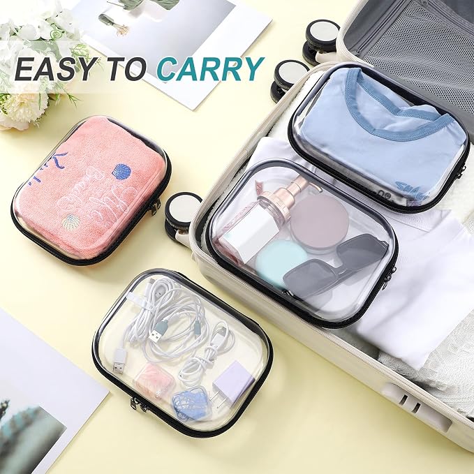 Sanwuta 6 Pcs Clear Hard Zipper Case Hard Plastic Zipper Pouches Transparent - Image 5