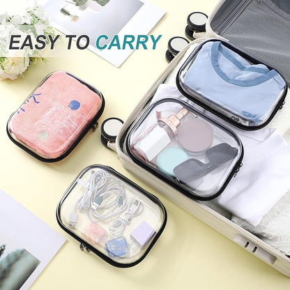 Sanwuta 6 Pcs Clear Hard Zipper Case Hard Plastic Zipper Pouches Transparent - Image 5