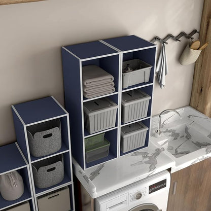 Homes: Inside + Out Apexa 3-Cube Storage Organizer Shelves, Stackable Wood - Image 13