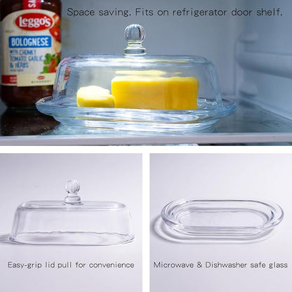 7.5" Large Glass Butter Dish - Image 4