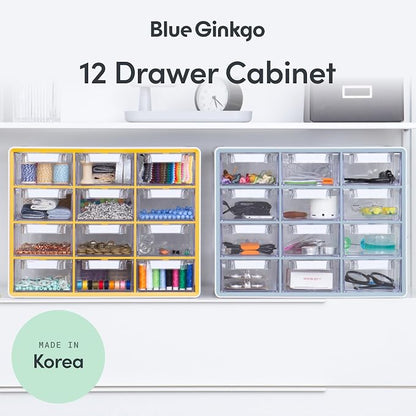 Blue Ginkgo Large 12-Drawer Cabinet – Stackable Clear Organizer - Image 3