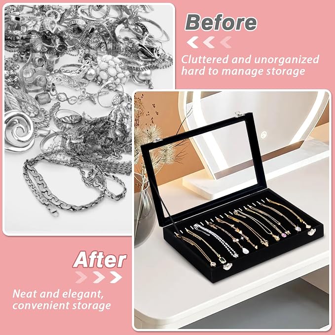 Cirhy Necklace Organizer Box, Anti-Tarnish Jewelry Box & Dustproof Necklace Case - Image 5