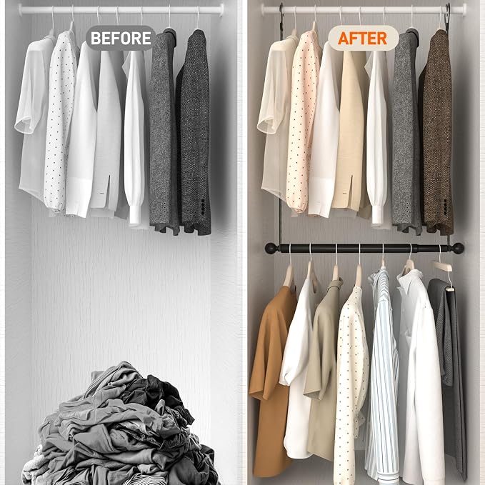 SUTINE Closet Rods for Hanging Clothes, Adjustable Closet Extender Hanging Rod - Image 5