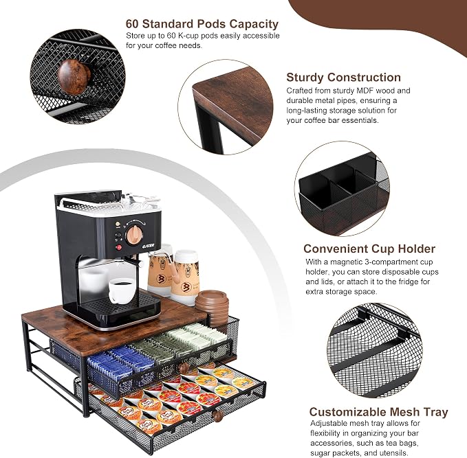 Coffee Bar Organizer, 60 Capacity K Cup Organizer - Image 3