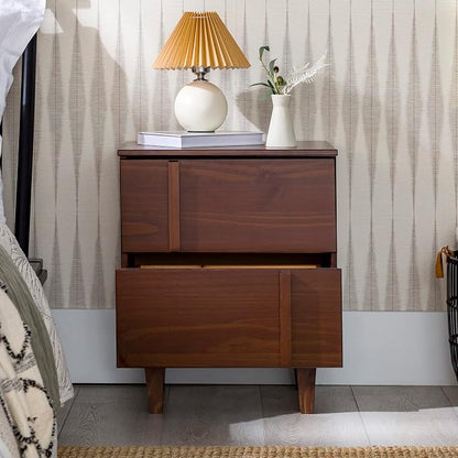 Walker Edison Sprague Contemporary Detailed Drawer Solid Wood Nightstand - Image 5