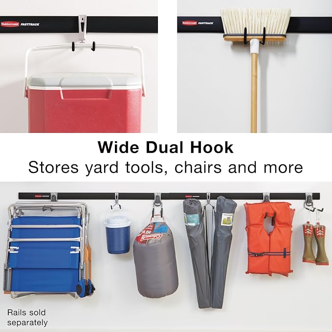 Rubbermaid Fasttrack Cord Hook Garage Organization and Storage Heavy Duty - Image 2