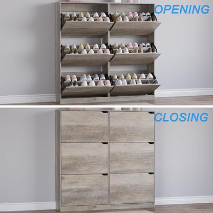 BORNOON Shoe Cabinet with 6 Flip Drawers, Slim Narrow Shoe Storage Cabinet - Image 5