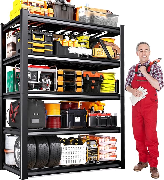 71"Hx35"Wx16"D Wire Garage Shelving-2500LBS 5 Tier Storage Shelves, Adjustable by CreatingaComfortableLiving