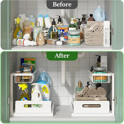 REALINN Under Sink Organizer, Pull Out Cabinet Organizer 2 Tier Slide Out Sink - Image 4
