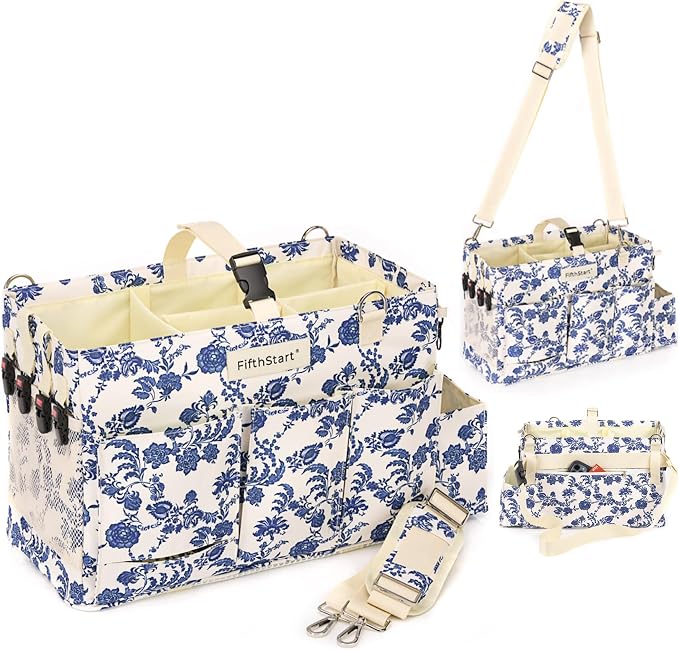 FifthStart Multiuse Large Blue Floral Diaper Caddy by FifthStart
