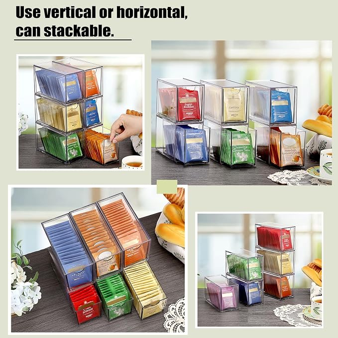 ELLDOO 6 Drawers Tea Bag Organizer, Coffee Pod Snack Storage - Image 2
