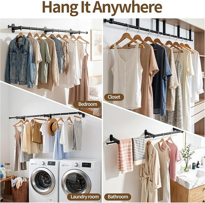 Luxspire Wall Mounted Clothes Rack, Industrial Pipe Clothing Rack, Laundry Room - Image 6