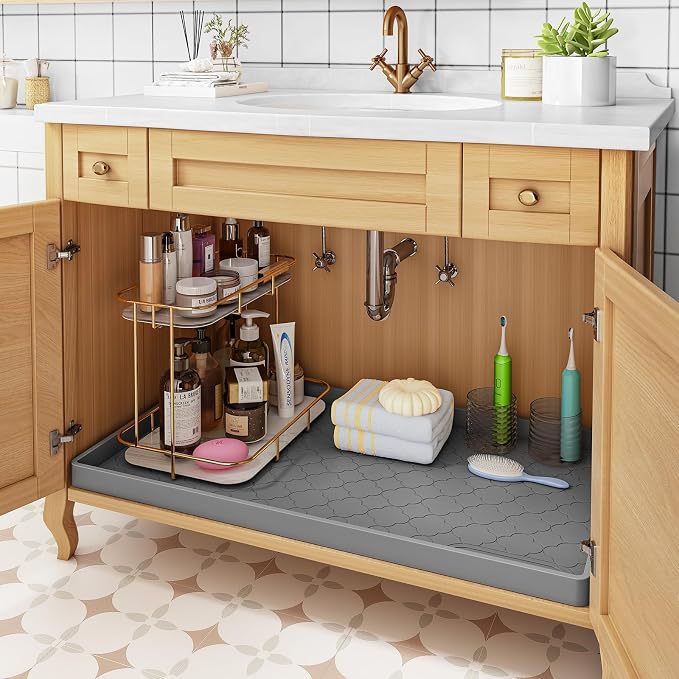 Jin&Bao Waterproof Under Sink Mat 46" x 22", Thick Silicone Mat Cabinet - Image 5