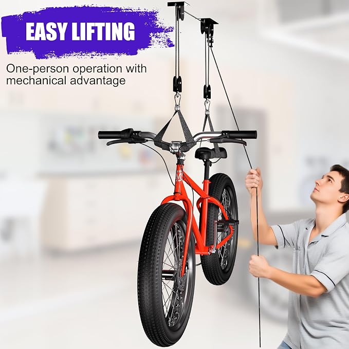 2 Pack Bike Hoist, Heavy Duty Ebike Lift Pulley System - Image 5